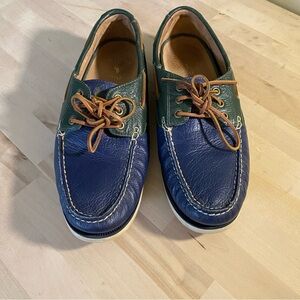 Ralph Lauren Polo - Men’s Merton Colorblock Boatshoes/Blue and Green - Size 11